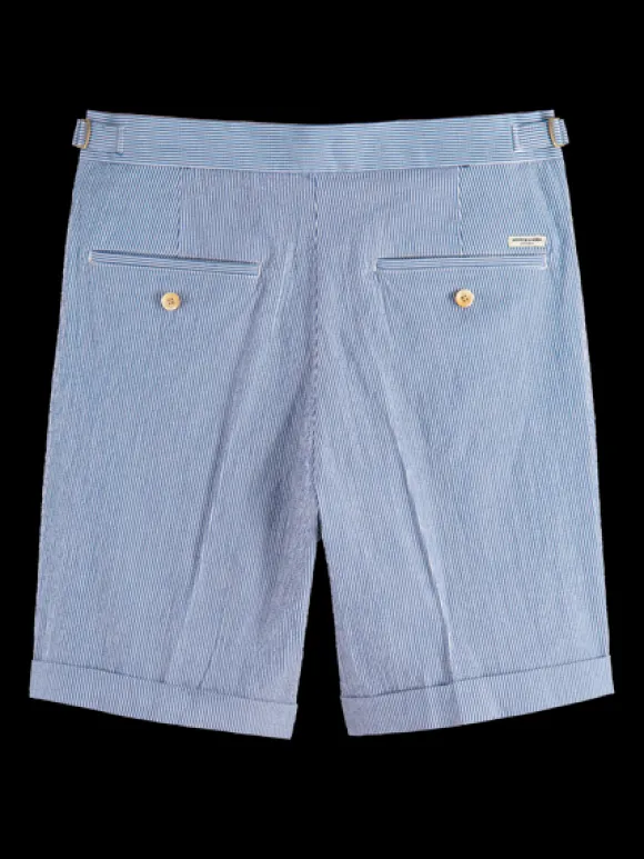 Twilt- Striped Cotton-Blend Pleated Seersucker Short
