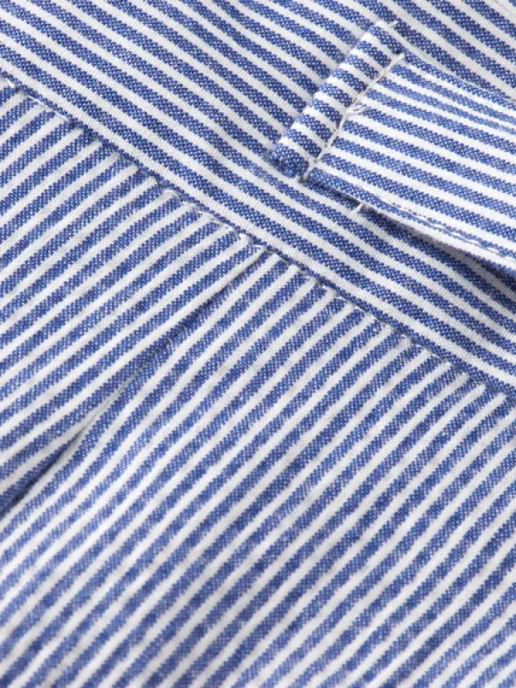 Twilt- Striped Cotton-Blend Pleated Seersucker Short