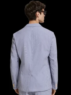 Unconstructed Striped Seersucker Blazer