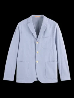 Unconstructed Striped Seersucker Blazer