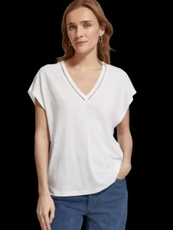 V-Neck Ladder Detail T-Shirt