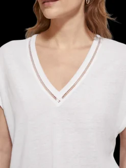 V-Neck Ladder Detail T-Shirt