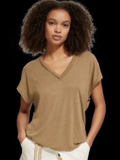 V-Neck Ladder Detail T-Shirt