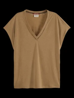 V-Neck Ladder Detail T-Shirt