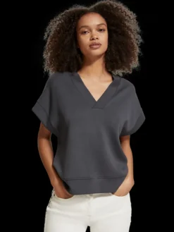 V-Neck Sleeveless Modal Sweatshirt