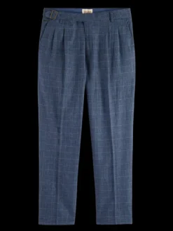 Wide Leg Pleated Check Chino