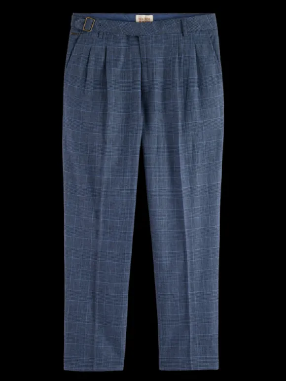 Wide Leg Pleated Check Chino