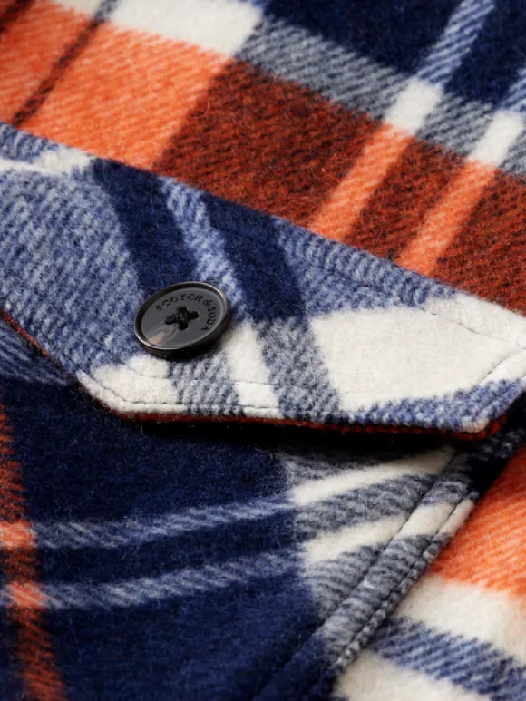 Wool Blend Check Belted Overshirt