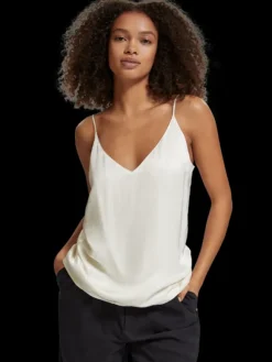 Woven Front Jersey Tank Top
