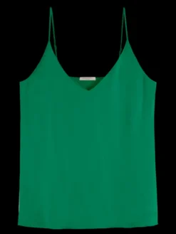 Woven Front Jersey Tank Top