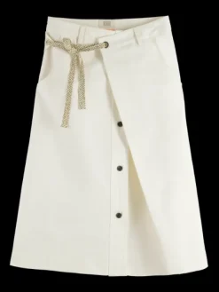 Wrap Front Midi Skirt